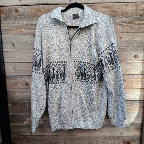 Andean Alpaca Other - Handmade Alpaca Sweater with Llama Design Size XL
